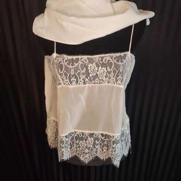 Zara Woman Plunge V Neck White Lace Blouse SZ Small - Picture 5 of 10
